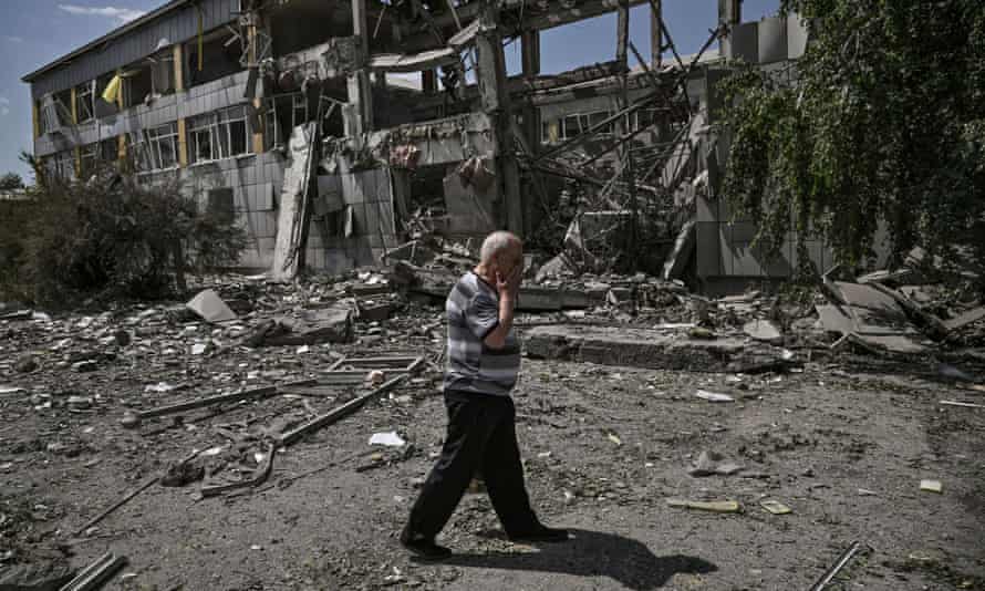 A destroyed school after a strike in the city of Bakhmut.