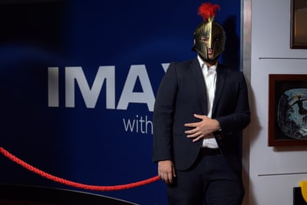 Walee Ahmed wears a helmet to get the true Odyssey experience.