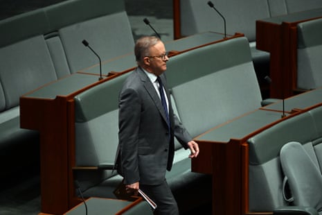 Australian prime minister Anthony Albanese walks into parliament