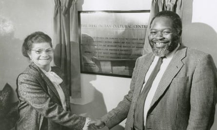 Etta Khwaja with Bernie Grant, MP for Tottenham, at the opening of the West Indian Cultural Centre, Wood Green, in November 1987.