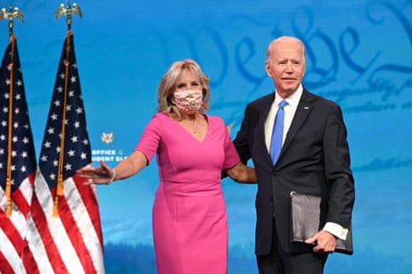 Joe Biden arrives with wife Jill Biden to deliver remarks on the Electoral college certification on Monday.