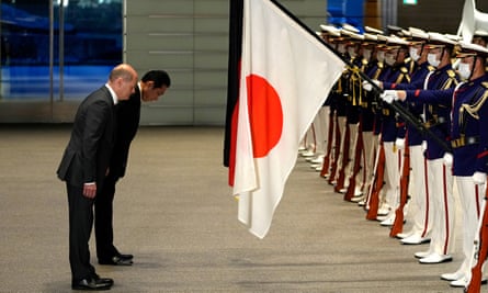 Olaf Scholz with the Japanese prime minister, Fumio Kishida, in Tokyo in April