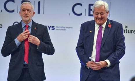 Jeremy Corbyn and Paul Drechsler, president of the CBI, at the confederation’s conference in November.