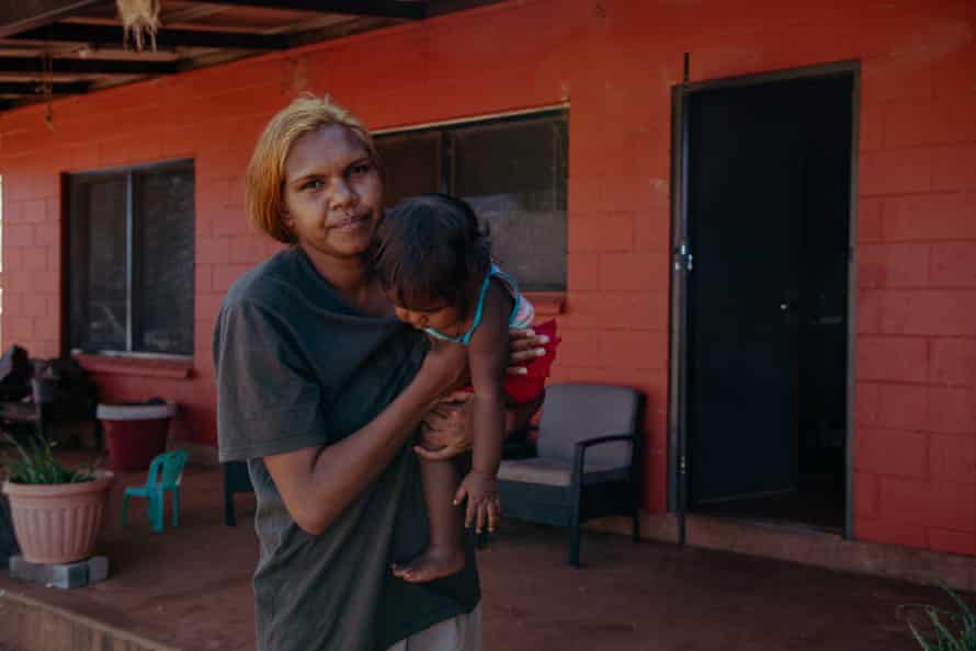 Montana Matthews, 22, and her daughter, Kealia, 1, both had Covid-19 and had to isolate in their home in Lajamanu where she lives with six other family members.