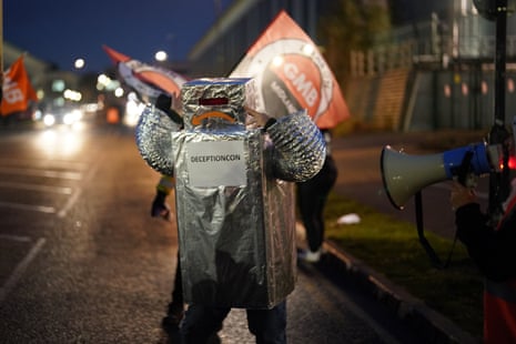Amazon staff members on a GMB union picket line outside the online retailer’s site in Coventry, as they take part in a strike in their long-running dispute over pay, held on Black Friday - one of the busiest shopping days of the year.