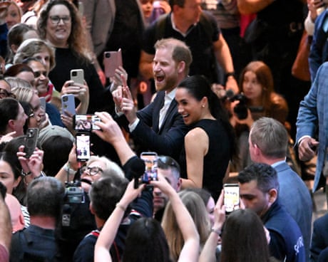 Prince Harry and his wife, Meghan, the Duke and Duchess of Sussex, meet people at the Royal children's hospital in Melbourne