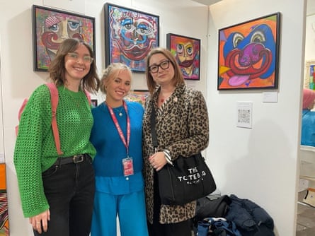 Olivia (R) with Daisy and fellow BRIT school costume teacher Harriet Crome at her exhibition