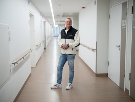Sebastian Brandt, chief technician at Berlin’s Immanuel hospital. He is photographed in a white hospital corridor