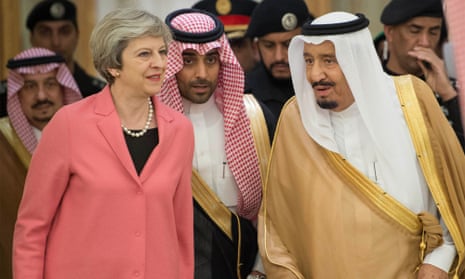 Theresa May and King Salman in Riyadh during the prime minister’s visit to Saudi Arabia in April