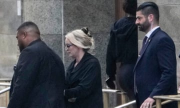 Stormy Daniels, second from left, leaving the courthouse in New York on Tuesday.