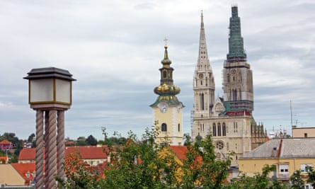 Zagreb Cathedral and the tower of the church of St Mary, Zagreb.
