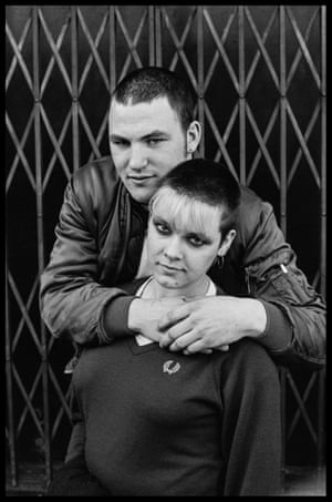 A skinhead couple in Leicester Square, London, in 1980
