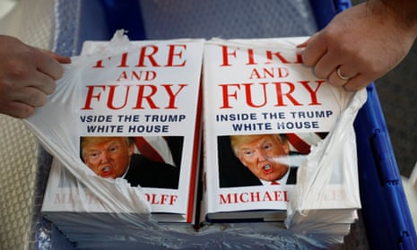 Trump dividend … a shop worker in Liverpool opens a consignment of Michael Wolff’s book Fire and Fury.