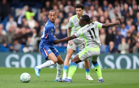 Chelsea's Joao Pedro and Manchester City's Jeremy Doku.