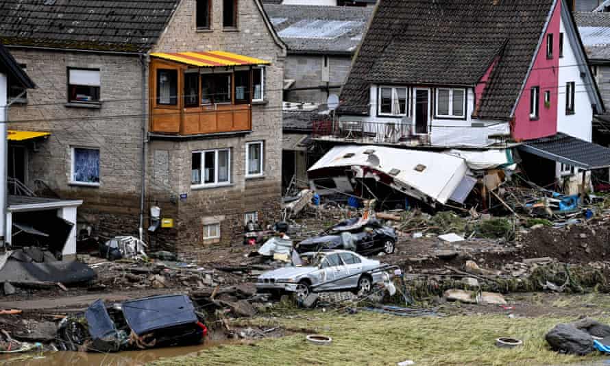 Damaged homes in Germany.