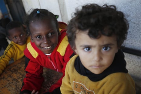 Displaced children are among those taking shelter at the school in Deir al-Balah, Gaza.