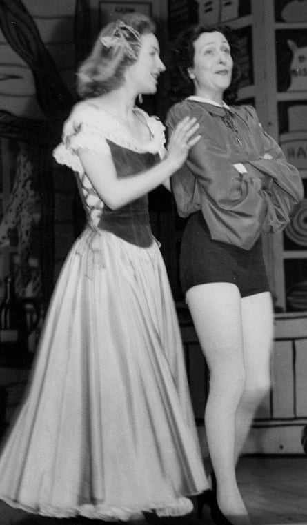 Mathews with Jean Adrian in rehearsals for Dick Whittington, 1948.