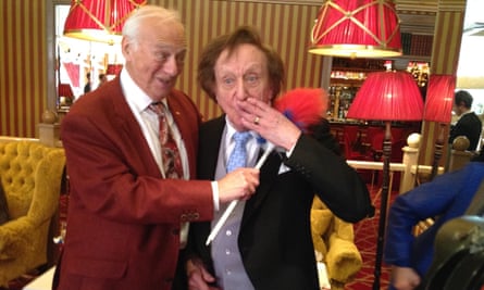 Roy Hudd, left, with Sir Ken Dodd, at the party to celebrate Dodd’s knighthood in 2017