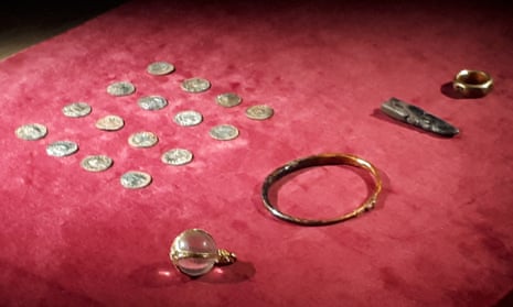 Coins and jewellery from the hoard found by George Powell and Layton Davies.