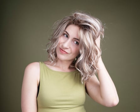 Leah in a mid length blonde wig