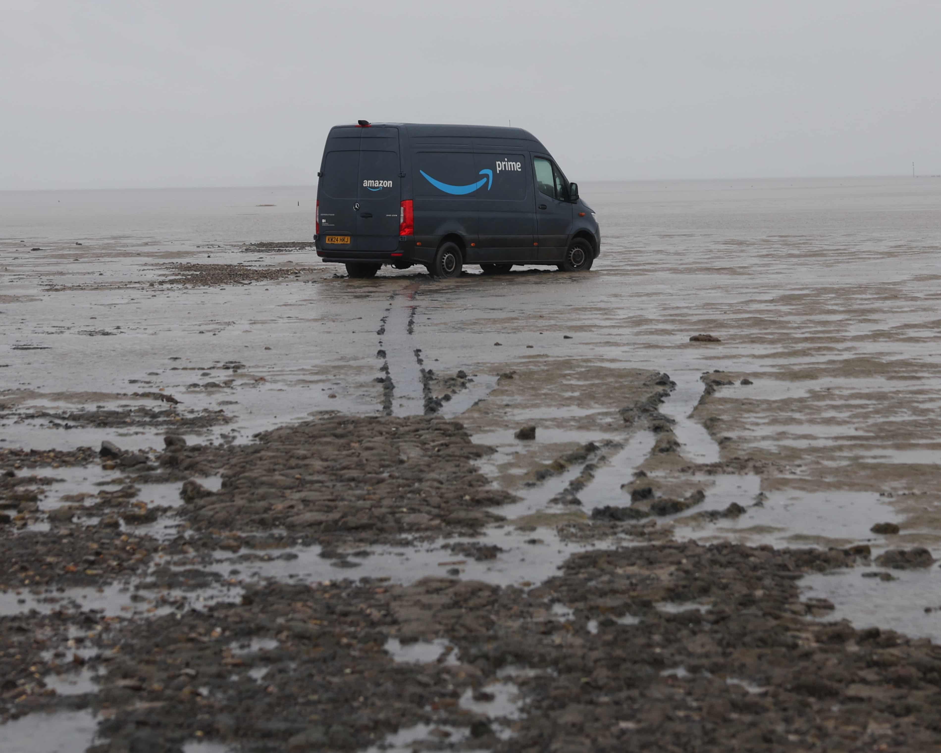 Amazon Van stuck in mud