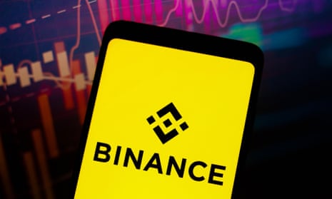 The logo of the cryptocurrency exchange 
Binance on a smartphone screen
