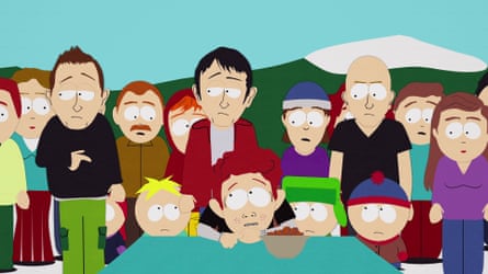 Cartman gets his sadistic revenge on Scott Tenorman as Radiohead look on.