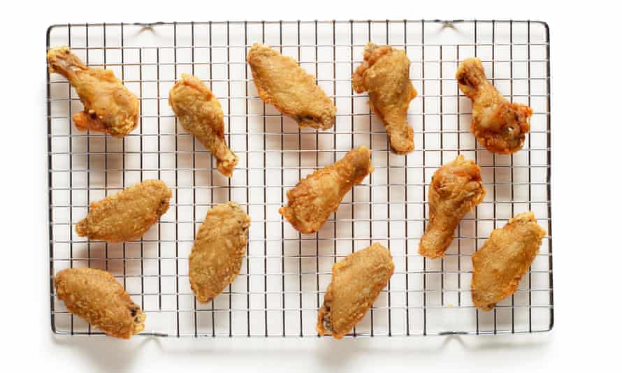 How to make the perfect Korean fried chicken – recipe | Food 9 Felicity Cloake’s fried chicken (cooked rack)