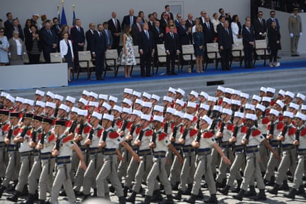 Donald Trump at the annual Bastille Day military parade in Paris, 14 July 2017.
