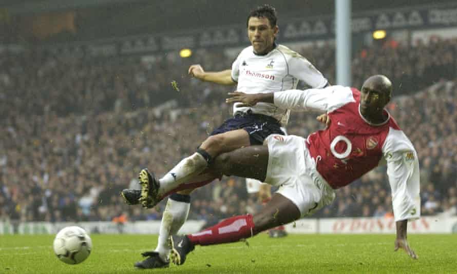 Sol Campbell, in action here against Tottenham, says of how a team coached by him would play: ‘Very defensive but amazing on the counterattack. Like Arsenal of old.’