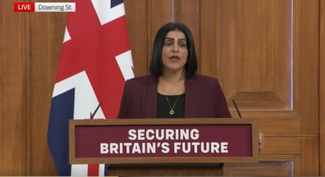 Shabana Mahmood at the MoJ briefing.
