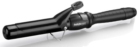 A black Babyliss Pro Ceramic Dial A Heat Curling Tong on a white background