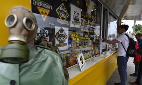 ‘No one would sell fridge magnets at Auschwitz’: the souvenir stand on the edge of The Zone near Chernobyl. 