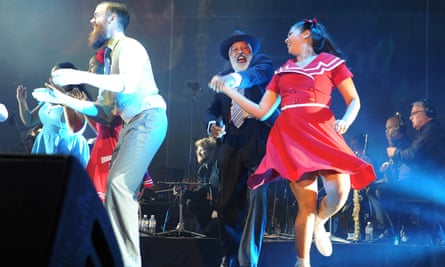 Ernie Dingo dances onstage at Perth international arts festival’s live music extravaganza Home