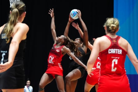 Grace Nweke claims the ball against England