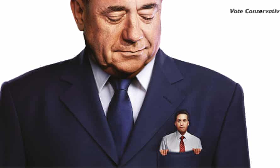 A Conservative party election poster in 2015 showed Ed Miliband in the pocket of the SNP's Alex Salmond.