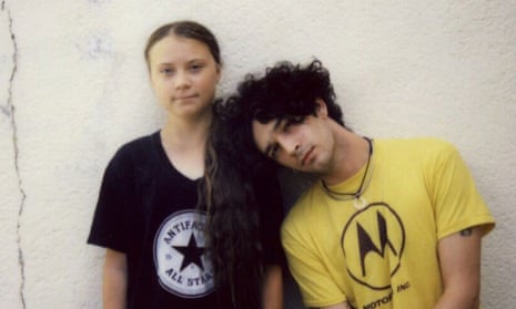 ‘The rules have to be changed’ ... Greta Thunberg, left, with Matt Healy of the 1975.