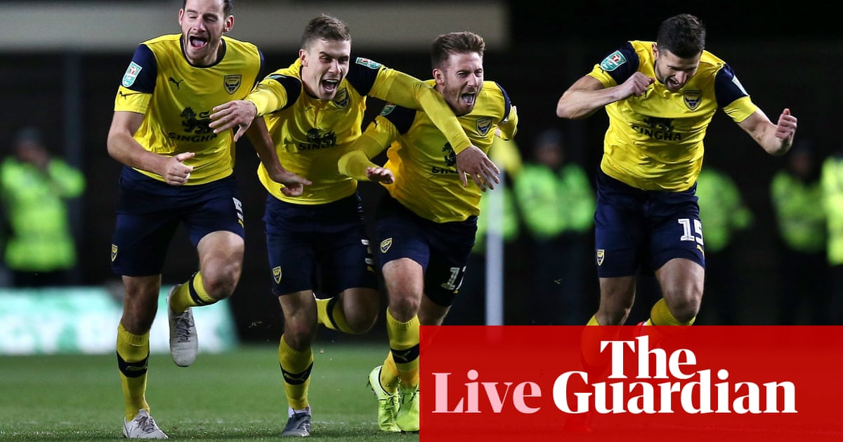 Oxford United v Manchester City: Carabao Cup quarter-final – live!