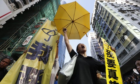 A pro-democracy protester in Hong Kong in November 2014. 