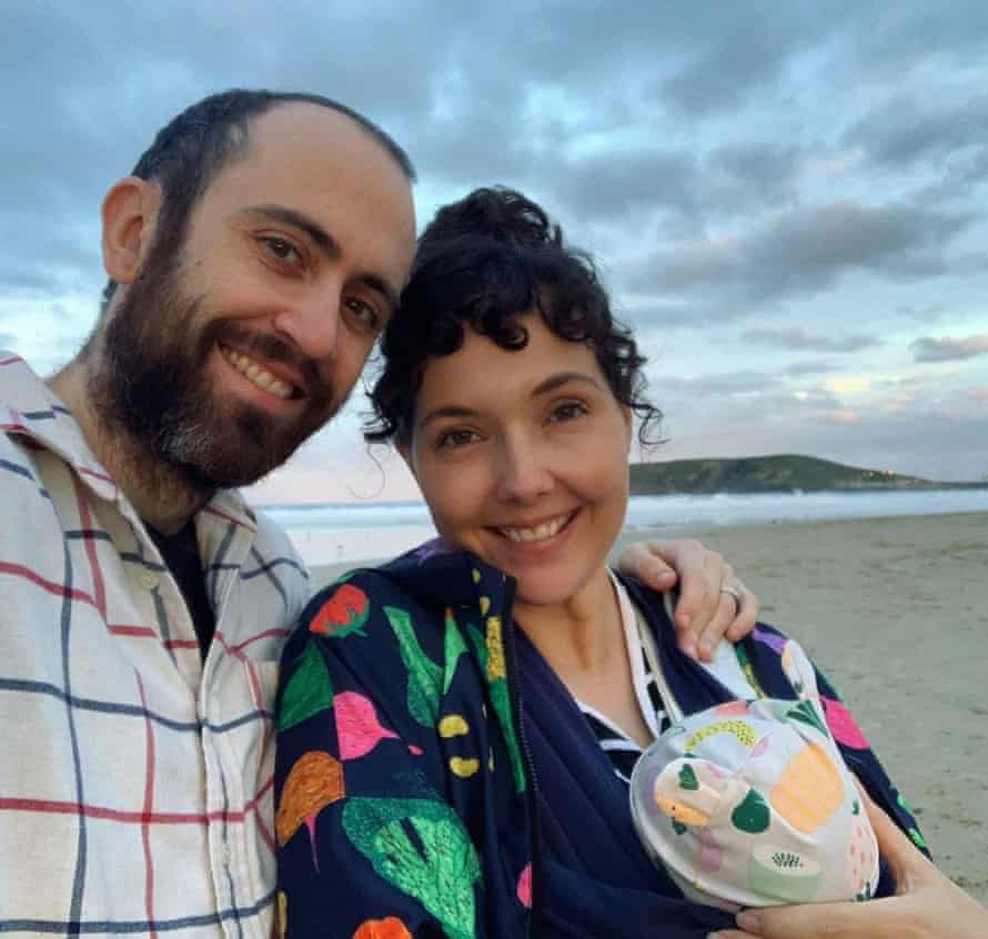 Brad and Sonya on the road with baby Freda in 2020