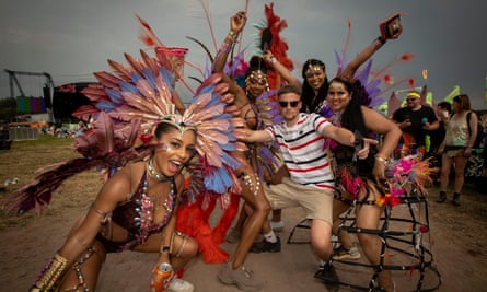 Notting Hill carnival performers at Glastonbury festival 2022.