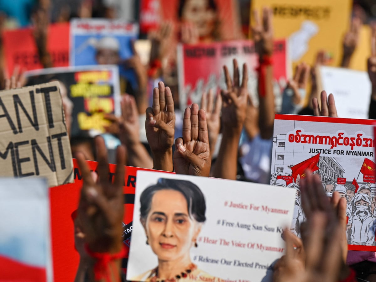 Myanmar More Than 100 000 Protest In Streets Against Coup Myanmar The Guardian Myanmar More Than 100 000 Protest In Streets Against Coup Myanmar The Guardian
