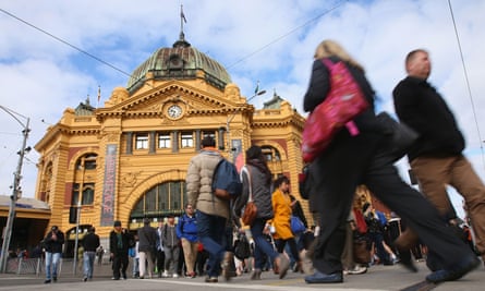 Commuters at Flinders Street Station.