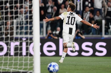 Paulo Dybala celebrates after scoring against Young Boys in Turin.