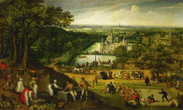 Autumn landscape (September) with Antwerp in the background, 1585 by Lucas van Valckenborch.