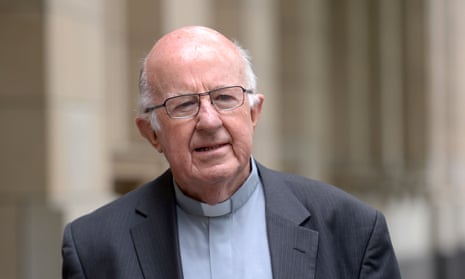 Bishop Peter Connors leaving the royal commission hearings in Melbourne.