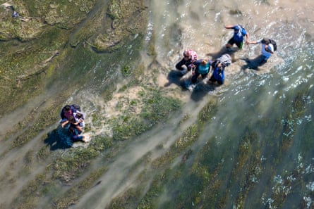 Migrants crossing the Rio Grande from Mexico into the United States