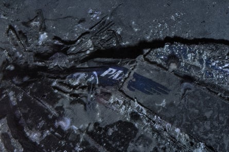 Pan Am logo on the nose of the Clipper Endeavor wreck.