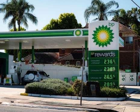 Fuel prices are seen on a sign at a petrol station in Sydney