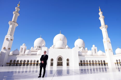 Keir Starmer visiting the Sheikh Zayed Grand Mosque in Abu Dhabi, United Arab Emirates, earlier today.
